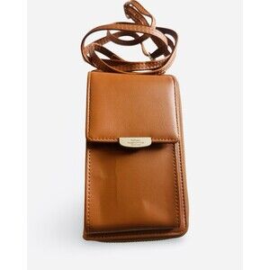 🧡Prettyzys Vegan Leather Crossbody Phone Bag Wallet Purse - Tan / Brown